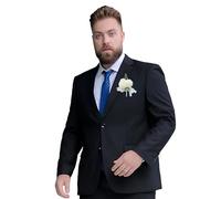 PZUYBZQ Abito Uomo 2 Pezzi, Giacca E Pantaloni Da Sposa, Completi Taglie Forti Per Uomo, Con Boutonniere Di Rose E Bouquet Da Polso Di Rose(Black A1,5XL)