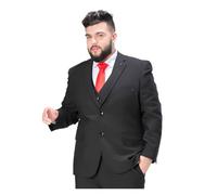 PZUYBZQ Abito Uomo In 2 Pezzi, Completo Grande E Alto Per Uomo, Set Giacca E Pantaloni Da Matrimonio Business Leggero E Traspirante Estivo Con 2 Bottoni(Black,4XL)