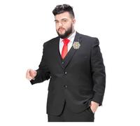 PZUYBZQ Abito Uomo Taglie Forti 2 Pezzi, Completo Giacca E Pantaloni Da Matrimonio Formale Leggero Estivo, Con Spilla Girevole A Forma Di Fiocco Di Neve(Black A3,7XL)