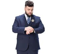 PZUYBZQ Abito Uomo Taglie Forti 2 Pezzi, Completo Giacca E Pantaloni Da Matrimonio Formale Leggero Estivo, Con Spilla Girevole A Forma Di Fiocco Di Neve(Navy A3,7XL)