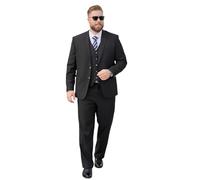 PZUYBZQ Completo Da Uomo 3 Pezzi, Completo Grande E Alto Per Uomo, Completo Tinta Unita A 2 Bottoni, Completo Giacca Gilet Pantaloni Da Matrimonio Business(Black,9XL)