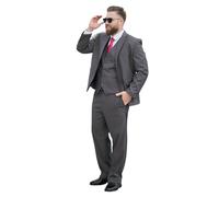 PZUYBZQ Completo Da Uomo 3 Pezzi, Completo Grande E Alto Per Uomo, Completo Tinta Unita A 2 Bottoni, Completo Giacca Gilet Pantaloni Da Matrimonio Business(Gray,5XL)