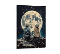 PZXXUEHY Poster decorativo da parete su tela, motivo: coppia sotto la luna, stampa moderna, per camera da letto, 20 x 30 cm