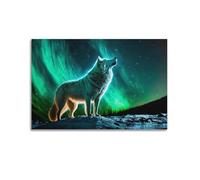 PZXXUEHY Poster decorativo da parete su tela, motivo: Lupo Solitario che canta suo, poster decorativo moderno, per camera da letto, per camera da letto, 30 x 45 cm