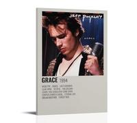 PZYASX Jeff Buckley Grace - Poster da parete impermeabile, su tela, adatto per ufficio, camera da letto, soggiorno, poster 40 x 60 cm, con cornice