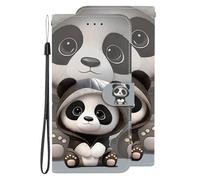 Q Adorabile Cover per Nokia C12 Custodia Case Flip Magnetica Libro Portafoglio Adorabile piccolo panda Pelle Stand Portafoglio con Slot per Schede per Nokia C12