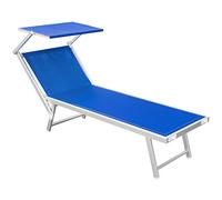 Q.bo Lettino stabilimento pieghevole mare spiaggia leggero 190x61cm blu Rimini T 05102