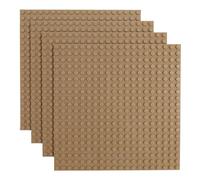 Q-Bricks Piastre Classiche da Costruzione | 20x20 Nodi | 16 * 16 cm | Compatibile con la Maggior Parte dei Marchi | 4 PEZZI nel Set | Colore: Grigio Beige