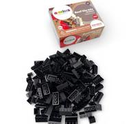 Q-Bricks Scatola con miscela di tegole | 150 pezzi | Forme: 2 x 2 e 2 x 4 | Colore: nero traffico | Compatibile con i comuni marchi di mattoncini | Blocchi per costruzioni creative