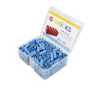 Q-Bricks Scatola da 300pz. Mattoncini in Cinque Formati Base 2X4, 1X4, 2X2, 1X2 e 1X1 Unicolor Azzurro 890