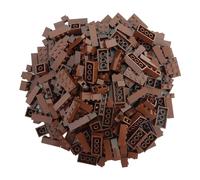 Q-Bricks Scatola da 300pz. Mattoncini in Cinque Formati Base 2X4, 1X4, 2X2, 1X2 e 1X1 Unicolor Noce 071