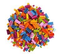 Q-Bricks Set di mattoncini classici | 300 Pz. mattoncini base in 5 forme | Colori floreali | Confezionato in una scatola riutilizzabile | Compatibile al 100% | Prodotto nell'UE