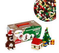Q-Bricks Set di mattoncini da costruzione di Natale, 450 pezzi, con pietre luminose, compatibili con le marche, regalo creativo per bambini
