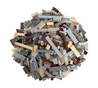Q-Bricks Valigetta Maxi Building Mix da 650 mattoncini nei Colori Grigio Chiaro, Grigio Pietra, Grigio Scuro, Trasparente, Avorio e Noce e nei Formati 2X4, 1X4, 2X2, 1X2 e 1X1, 1X12, 1X8, 2X8 e 2X3.