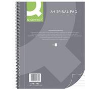 Q-Connect Blocco note a spirale, formato A4, a righe, 80 fogli, 160 pagine, blocco note a spirale, blocco note scolastico