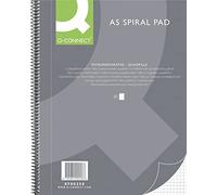 Q-Connect Blocco note a spirale, formato A5, a quadretti, 80 fogli, 160 pagine, blocco note a spirale, blocco note scolastico
