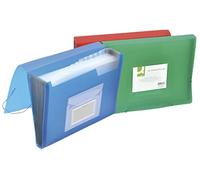 Q-Connect Cartella portadocumenti con elastico / 6 scomparti/divisori/tasche/PP/cartella portadocumenti A4 / miscela di colori/ha scomparti con finestre indice e indici