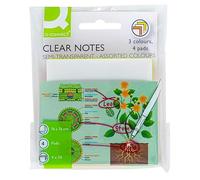 Q-Connect Clear Notes 76 x 76 mm semi-trasparente assortiti (confezione da 4)