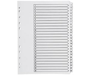 Q Connect - Divisori Indice in formato A4, 1-25, materiale Mylar
