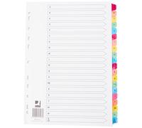 Q-Connect Etichette multiforate A-Z, 20 pezzi, rinforzate, multicolore, formato A4, con indice prestampato