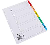 Q Connect-Etichette multifunzione, 1-5, A4, rinforzate, colore divisori per vinili, con fori