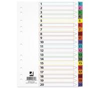 Q-CONNECT Fogli divisori formato A4, 20 pezzi/cartone/pellicola mylar/raccoglitori A4 / per casa, scuola, ufficio/colori misti
