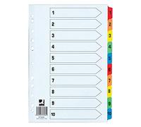 Q-Connect Indice 1 - 10 in cartone rinforzato - multicolore Index 1-10