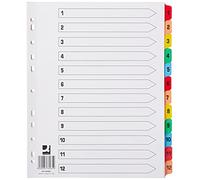 Q-Connect Indice 1 - 10 in cartone rinforzato - multicolore Index 1-12