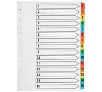 Q Connect-Indice in formato A4, forate 1-15 rinforzato, con linguetta, colore: multicolore