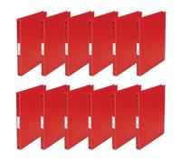 Q-Connect KF02920 - Raccoglitore ad anelli, formato A4, 4 anelli, 16 mm, in pellicola PP trasparente, dorso da 22 mm, sottile, 12 pezzi, colore: rosso trasparente