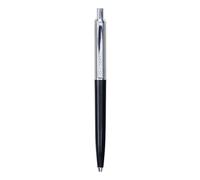 Q-Connect Penna a sfera Prestige, penna automatica/ideale per l'ufficio, la casa o la scuola/clip in metallo/cartuccia sostituibile/inchiostro: blu/colore: nero/argento/1 pezzo/