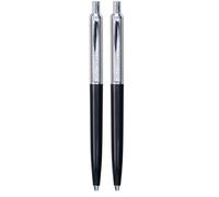 Q-Connect Penna a sfera Prestige, penna automatica/ideale per l'ufficio, la casa o la scuola/clip in metallo/cartuccia sostituibile/inchiostro: blu/colore: nero/argento/1 pezzo/ (Confezione da 2)