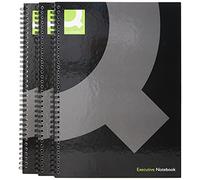 Q-Connect Quaderno con rilegatura a spirale, formato A4, colore nero, confezione da 3