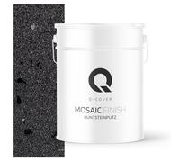 Q-COVER Intonaco in pietra colorata, 12,5 kg, Nero con mica nera, M15, intonaco decorativo per interni ed esterni, intonaco per facciate, intonaco finito, intonaco pregiato, antigraffio