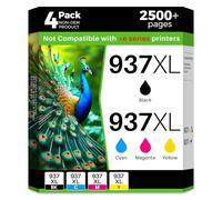 Q-image 397XL 937e compatibile per Cartucce HP 937 xl per HP Officejet Pro 9110b 9720b 9130b 9720 9730 (Nero, Ciano, Giallo, Magenta)