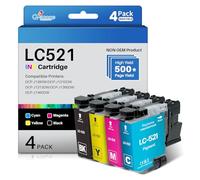 Q-image Cartucce LC521 Compatibile per Brother LC521VAL Cartuccia Compatibili con Brother DCP-J1260W, DCP-J1310DW, DCP-J1313DW, DCP-J1360DW, DCP-J1460DW (LC521BK, LC521C, LC521M, LC521Y, Kit da 4)