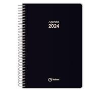 Q Kalon - Agenda 2024 da gennaio a dicembre (12 mesi) - Pagina giornaliera - A5 (15x21 cm) - Spirale metallica - Onice