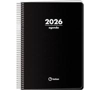 Q Kalon - Agenda 2026 - Vista Settimanale Verticale, Formato A5 (15x21 cm), Planner Multilingue (ESP, ING, FR, DE), Rilegatura ad Anelli, Copertina Cartoncino e Protezione Plastica - Planner