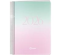 Q Kalon - Agenda 2026 - Vista Settimanale Verticale, Formato A5 (15x21 cm), Planner Multilingue (ESP, ING, FR, DE), Rilegatura ad Anelli, Copertina Cartoncino e Protezione Plastica - Sunset