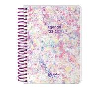 Q Kalon - Agenda scolastica 2023-2024 (settembre a giugno) - Giorno Pagina - Dimensioni: 11 x 15 cm (A6) - Bilingue: Spagnolo e Inglese - Splash