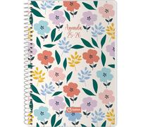 Q Kalon - Agenda Scolastica 2025 2026 - Giorno per Pagina, Formato A5 (15x21 cm), Spagnolo e Inglese, Settembre-Giugno, Chiusura a Spirale, Copertina Flessibile con Protezione in Plastica - Garden