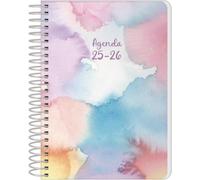 Q Kalon - Agenda Scolastica 2025 2026 - Giorno per Pagina, Formato A6 (12x17 cm), Spagnolo e Inglese, Settembre-Giugno, Chiusura a Spirale, Copertina Flessibile con Protezione in Plastica - Stain