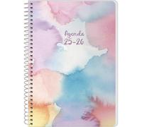 Q Kalon - Agenda Scolastica 2025 2026 - Settimana Visibile, Formato A5 (15x21 cm), Spagnolo e Inglese, Settembre-Giugno, Chiusura a Spirale, Copertina Flessibile con Protezione in Plastica - Stain