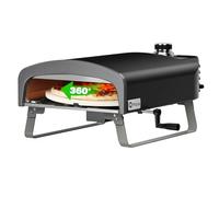 Q Pizza Gas Forno per pizza con funzione di rotazione manuale, 500 gradi per pizza da giardino all'aperto con pietra per pizza Ø 33 cm, cuocere pizza a livello professionale nel vostro controllo
