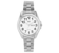 Q&Q A05A-002PY - Orologio da uomo in acciaio inox, con lancette luminose, con data, analogico, al quarzo, argento