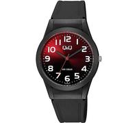 Q&Q Orologio unisex in silicone, fibbia ad ardiglione, 10 bar, analogico, al quarzo, V25A-00XVY (nero rosso), cinghia