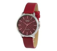 Q&Q Orologio da donna alla moda, modello rosso, analogico, in similpelle, al quarzo, Colore: rosso, cinghia