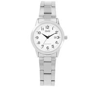 Q&Q Orologio da donna in acciaio inox, con data, 3 bar, analogico, al quarzo (argento)