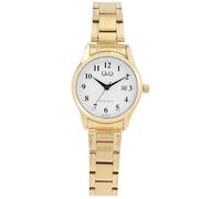 Q&Q Orologio da donna in acciaio inox, con data, 3 bar, analogico, al quarzo, Colore: oro., Classico