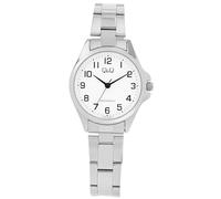 Q&Q Orologio da donna in acciaio inox, fibbia deployante, 3 bar, analogico, al quarzo, Argento Bianco, Classico